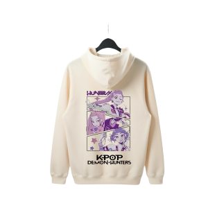 Z’YAVOLX Premium Cotton Kpop Demon HunterX Hoodie for Women Off White