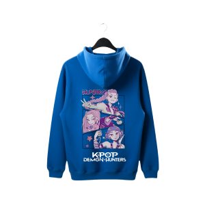 Z’YAVOLX Premium Cotton Kpop Demon HunterX Hoodie for Women Navy Blue