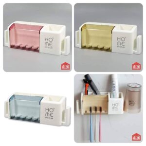 2-in-1 Wall-Mount Toothbrush & Pen Holder: Bathroom Desk Organizer