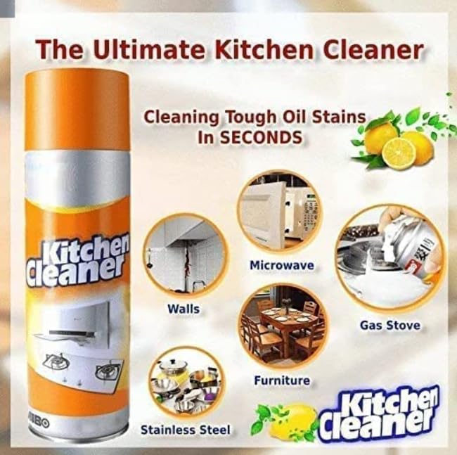 Multi-Purpose Kitchen Cleaner Foam Spray , Heavy Grease & Oil Remover
