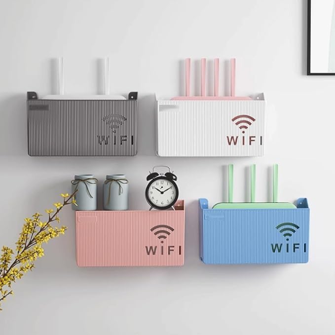 Wall Mounted WiFi Router Shelf Box – ABS Plastic Wireless Router Holder & Organizer