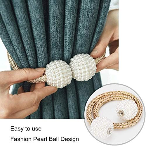 Magnetic Curtain Holder Pearl Ball Rope Curtain Tiebacks Magnetic Curtain Tieback Buckle - Image 3