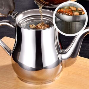 Stainless Steel Oil Bottle with Large Capacity – Oil Pot, Soy Sauce, Vinegar Container