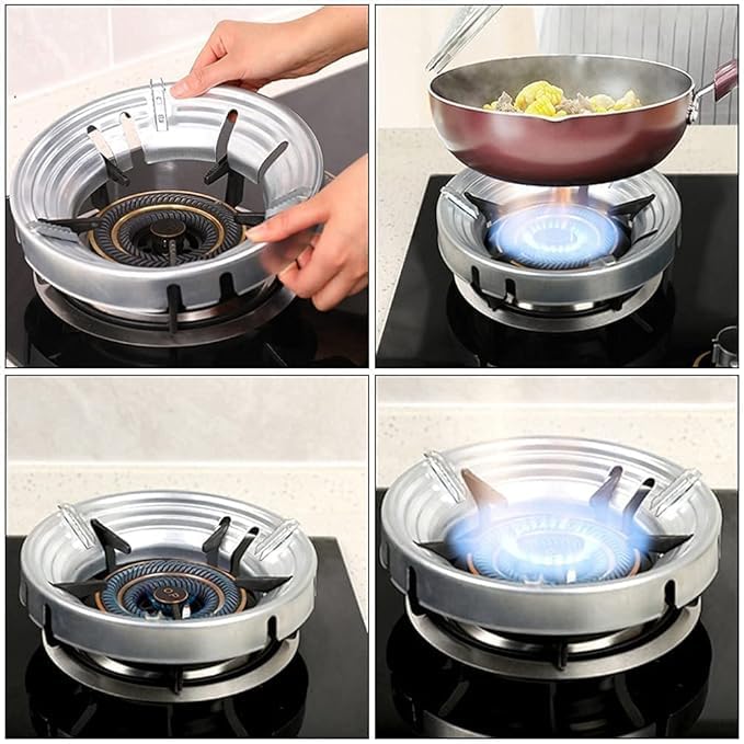 Energy Saving Gas Stove Cover Windproof Disk Heat Insulation Non-Slip Iron Stove Rack (2pics set) - Image 2