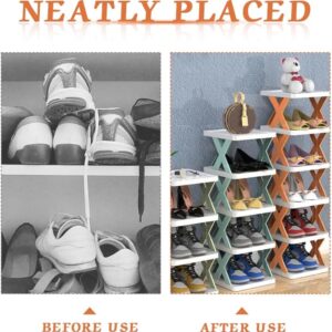 Alternative view of Multi-Layer Shoe Rack Storage Organizer, Narrow Shoe Rack Small Vertical Shoe Stand