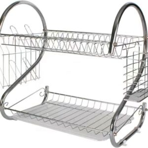 Alternative view of Stainless Steel 2-tier iron dish rack and tray set