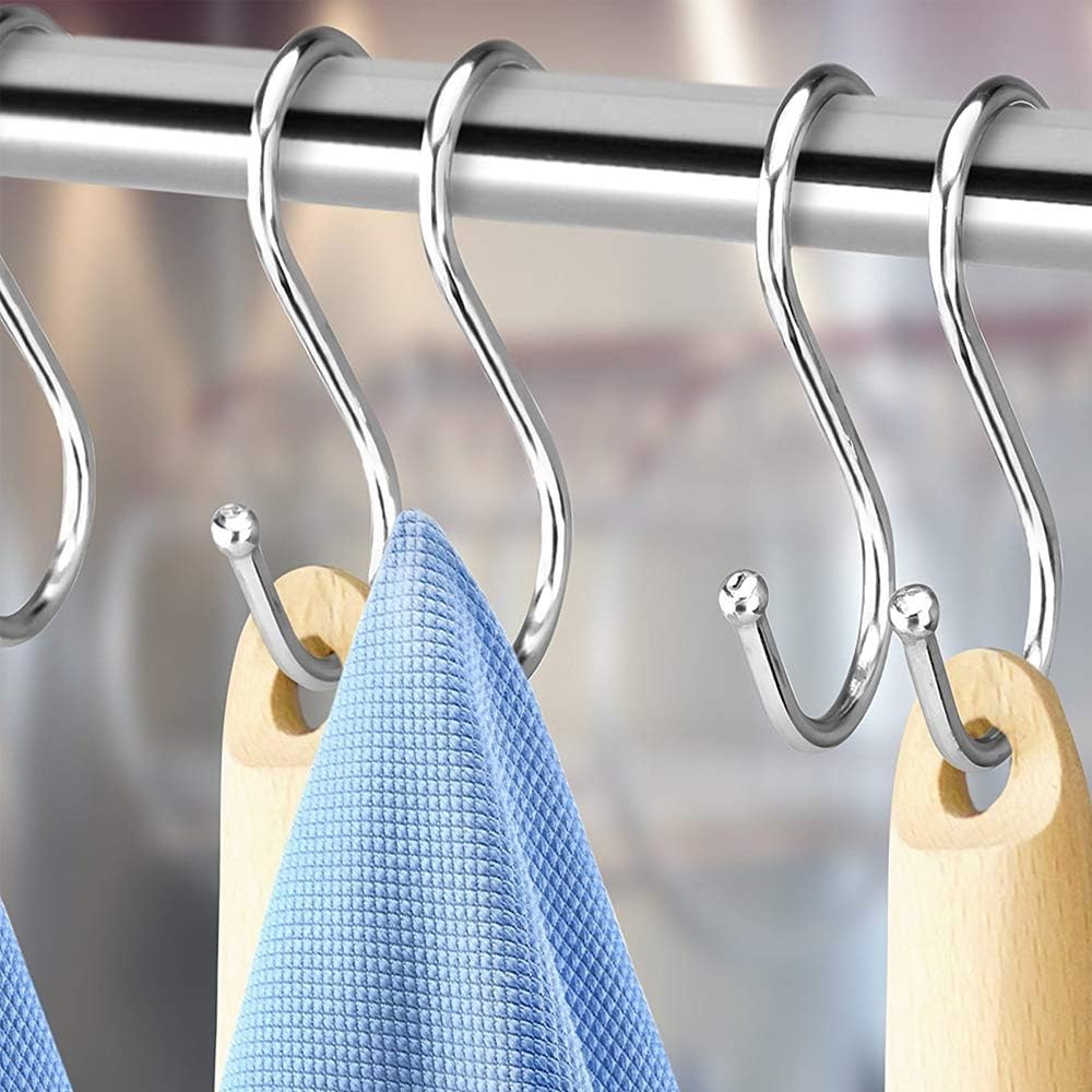 Stainless Steel S-Shape Hook Kitchen Bedroom Multi-function Railing S Hanger Hook Clasp Holder Hooks Hanging Storage Tools (4pcs) - Image 4