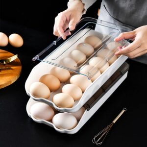 32 Grid Egg Storage Double-Layer Drawer Type Egg Box for Fridge Egg Container