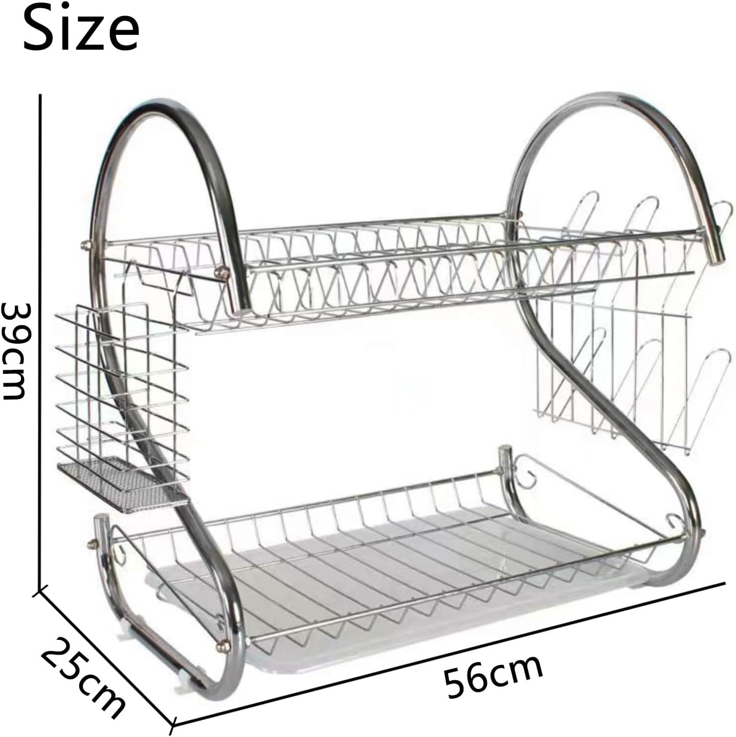 Stainless Steel 2-tier iron dish rack and tray set - Image 3