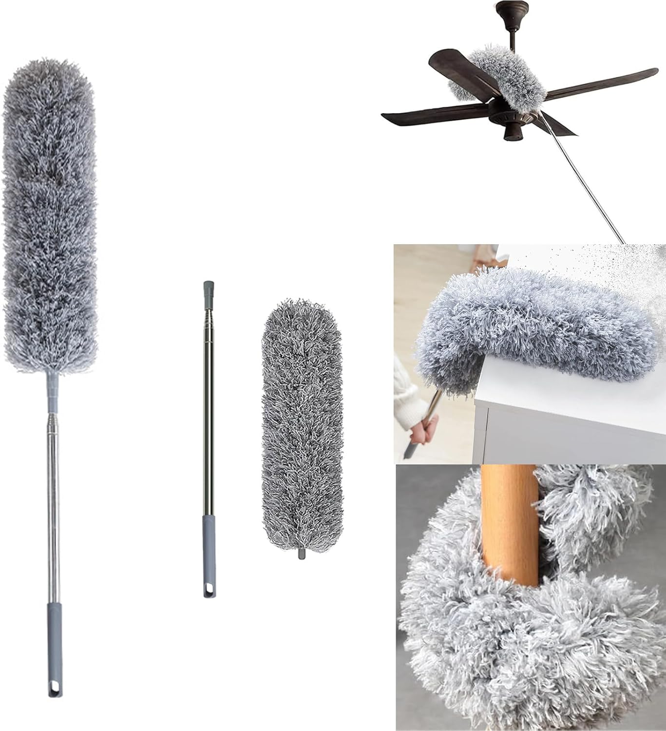 Microfiber Duster with Extension Pole: Bendable, Washable & Scratch-Resistant for High Ceilings, Roofs & Fans - Image 2