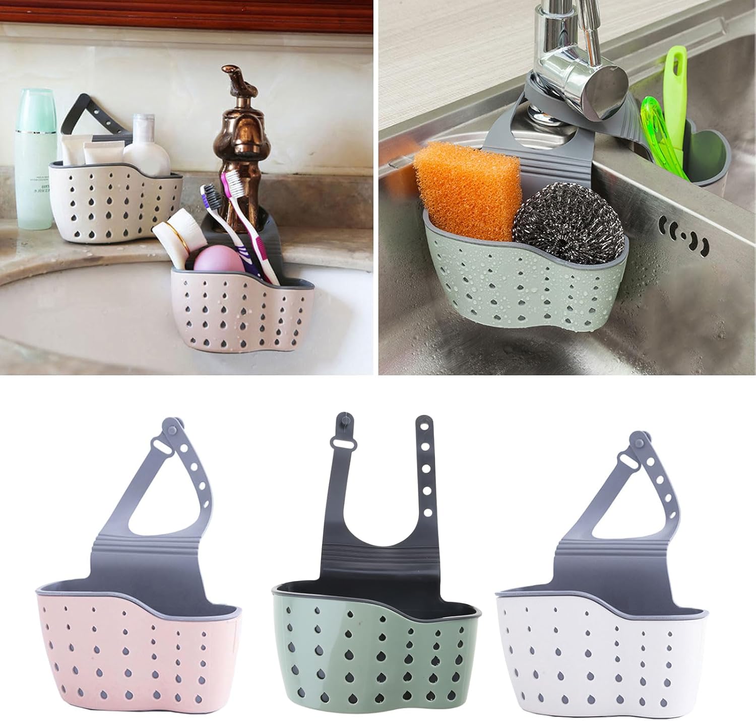 Kitchen Sink Sponge Holder Drain Basket Hanging Strainer Organizer Storage - Image 2