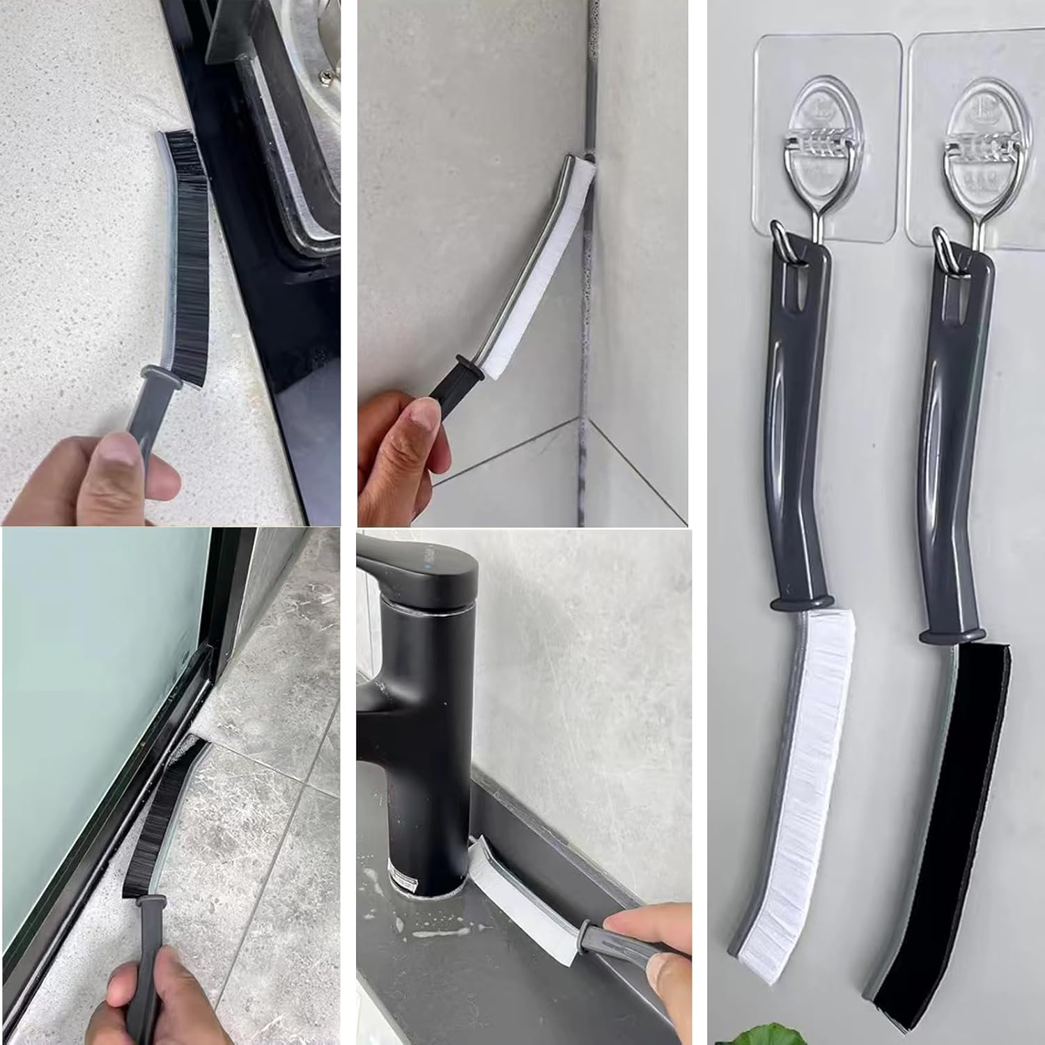 Gap Cleaning Brush New Multifunctional Bathroom Gap Brush Crevice Cleaning Brush Tool (3pcs) - Image 3