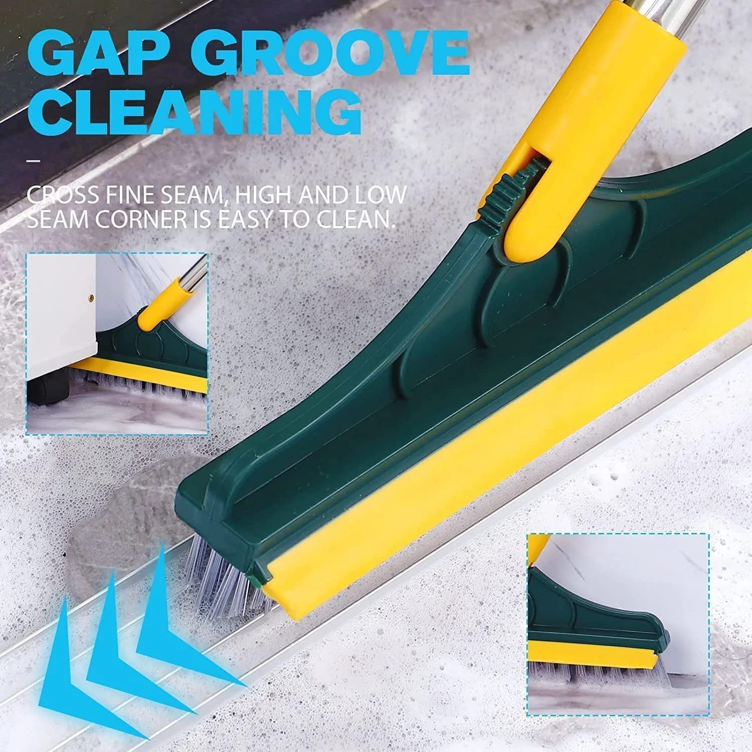 3 in 1 Bathroom Cleaning Brush with Wiper,Tiles Cleaning Brush Bathroom Brush with Long Handle Tile Cleaner - Image 5