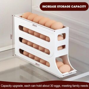 Alternative view of 4 Tiers Fridge Egg Rack Large Capacity Egg Dispenser for Refrigerator, Space-Saving Automatic Rolling Egg Holder Organizer Storage