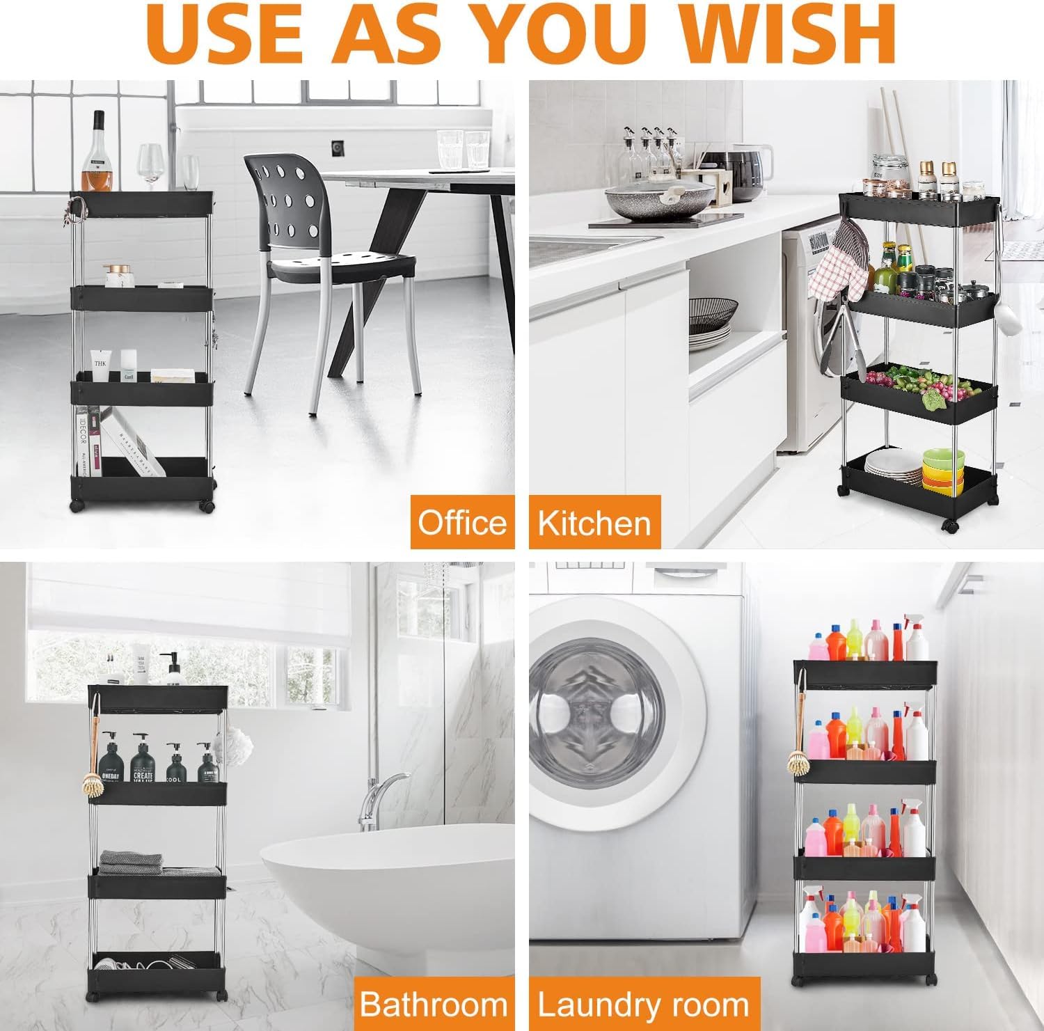 Wide type Rolling Storage Cart Mobile Gap Storage Rack Multi-purpose Utility Cart Kitchen Organizer - Image 5