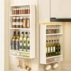 Kitchen Plastic Wall-Mounted Storage Racks with Hooks & Drawer