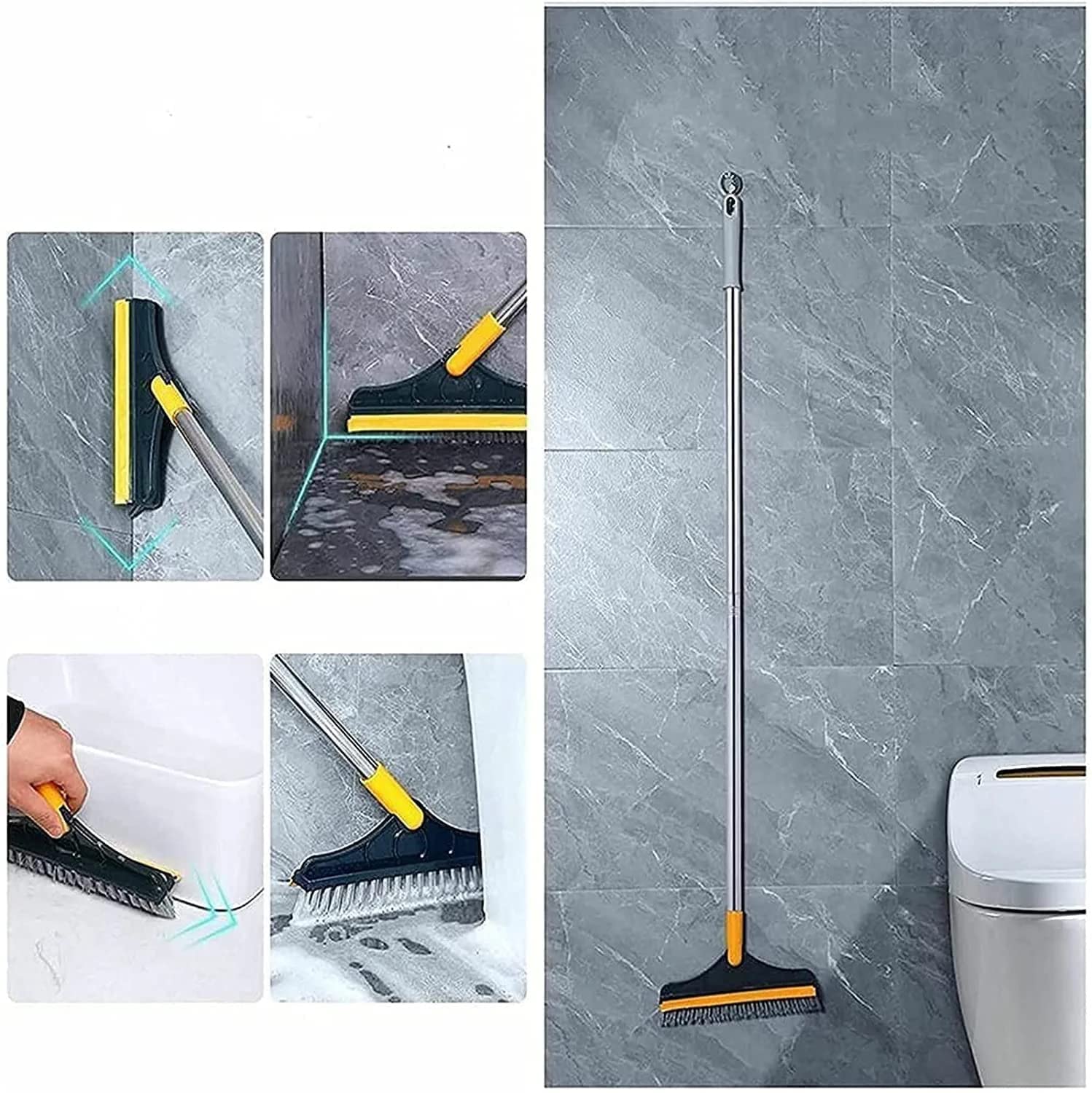 3 in 1 Bathroom Cleaning Brush with Wiper,Tiles Cleaning Brush Bathroom Brush with Long Handle Tile Cleaner - Image 6