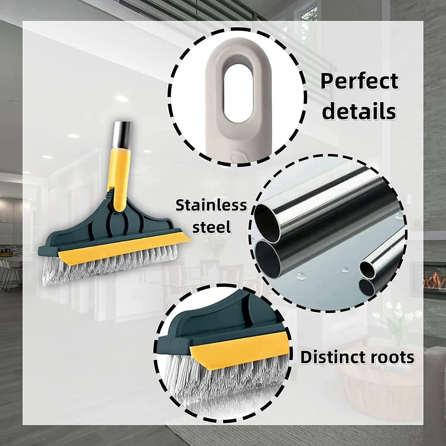 3 in 1 Bathroom Cleaning Brush with Wiper,Tiles Cleaning Brush Bathroom Brush with Long Handle Tile Cleaner - Image 4