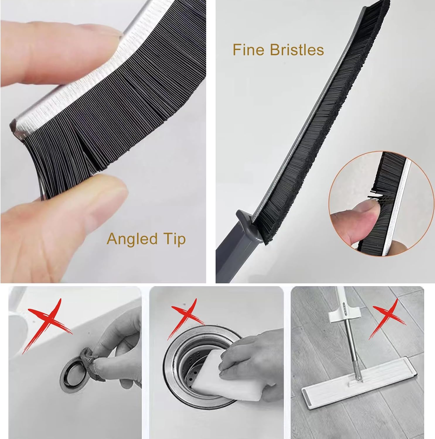 Gap Cleaning Brush New Multifunctional Bathroom Gap Brush Crevice Cleaning Brush Tool (3pcs) - Image 2