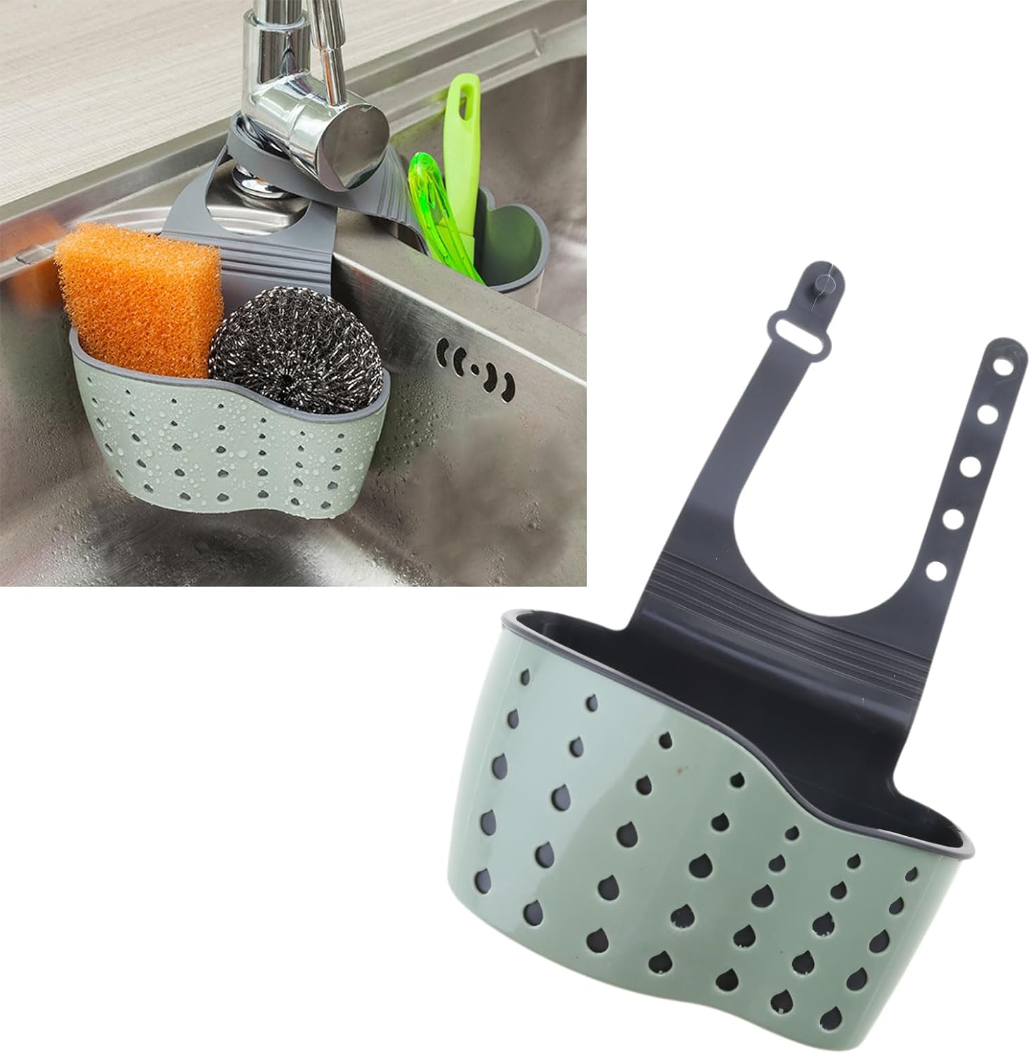 Kitchen Sink Sponge Holder Drain Basket Hanging Strainer Organizer Storage - Image 4
