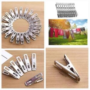 20-Pcs Stainless Steel Cloth Drying Clips: Rust-Proof Hanger Pegs Set