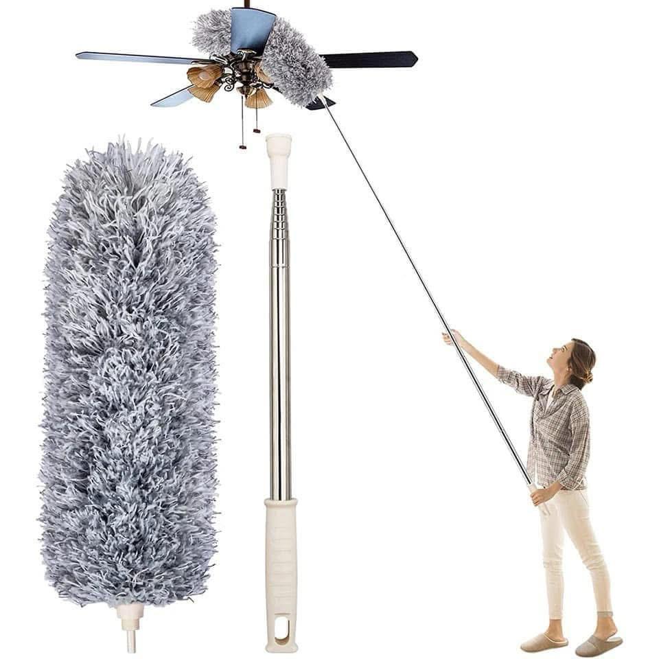 Microfiber Duster with Extension Pole: Bendable, Washable & Scratch-Resistant for High Ceilings, Roofs & Fans