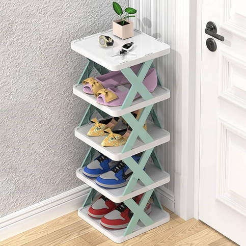 Multi-Layer Shoe Rack Storage Organizer, Narrow Shoe Rack Small Vertical Shoe Stand - Image 4
