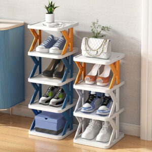 Multi-Layer Shoe Rack Storage Organizer, Narrow Shoe Rack Small Vertical Shoe Stand
